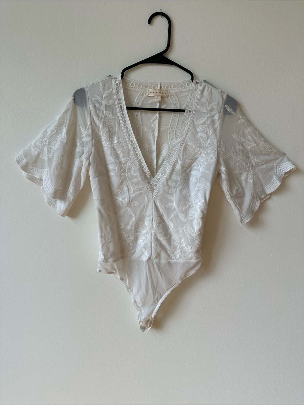 Honey Punch Sheer White Lace Bodysuit
